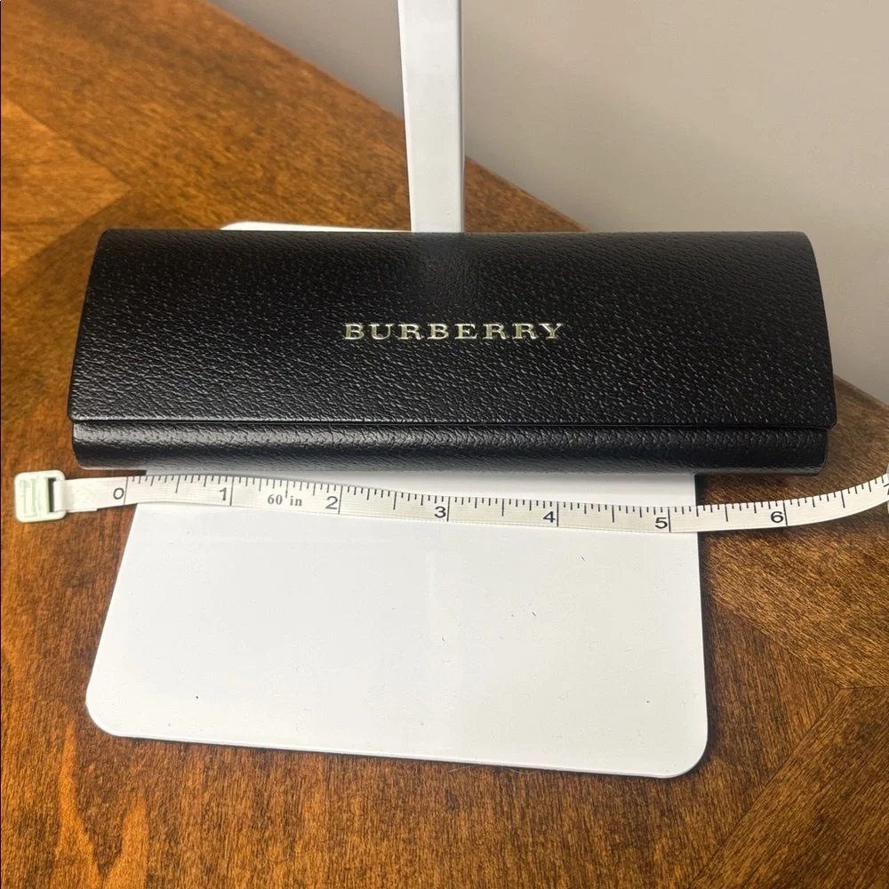 Burberry Black Leather Sunglasses Case Gold Logo Designer Eyeglass Case